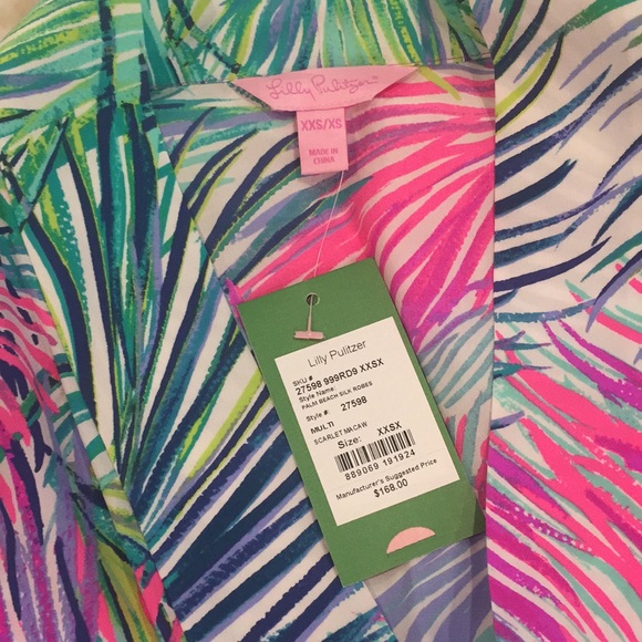 🌺SOLD🌺Lilly Pulitzer Palm Beach Silk Robe - Picture 2 of 2